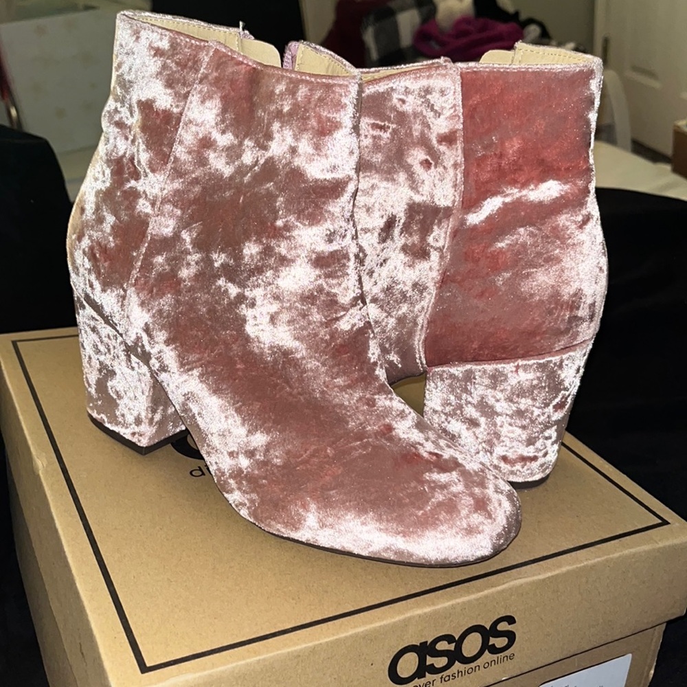 Pink Crushed Velvet Boots
